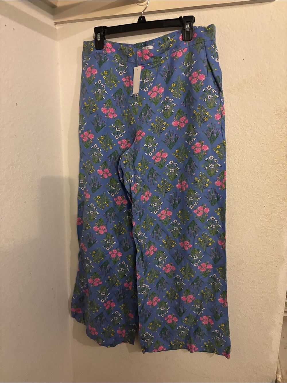 LOFT Blue Wide-Leg Floral Pants